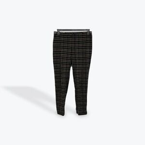 J.Jill Ponte Slim Leg Plaid Pants Womens Size Medium Petite Black Tan